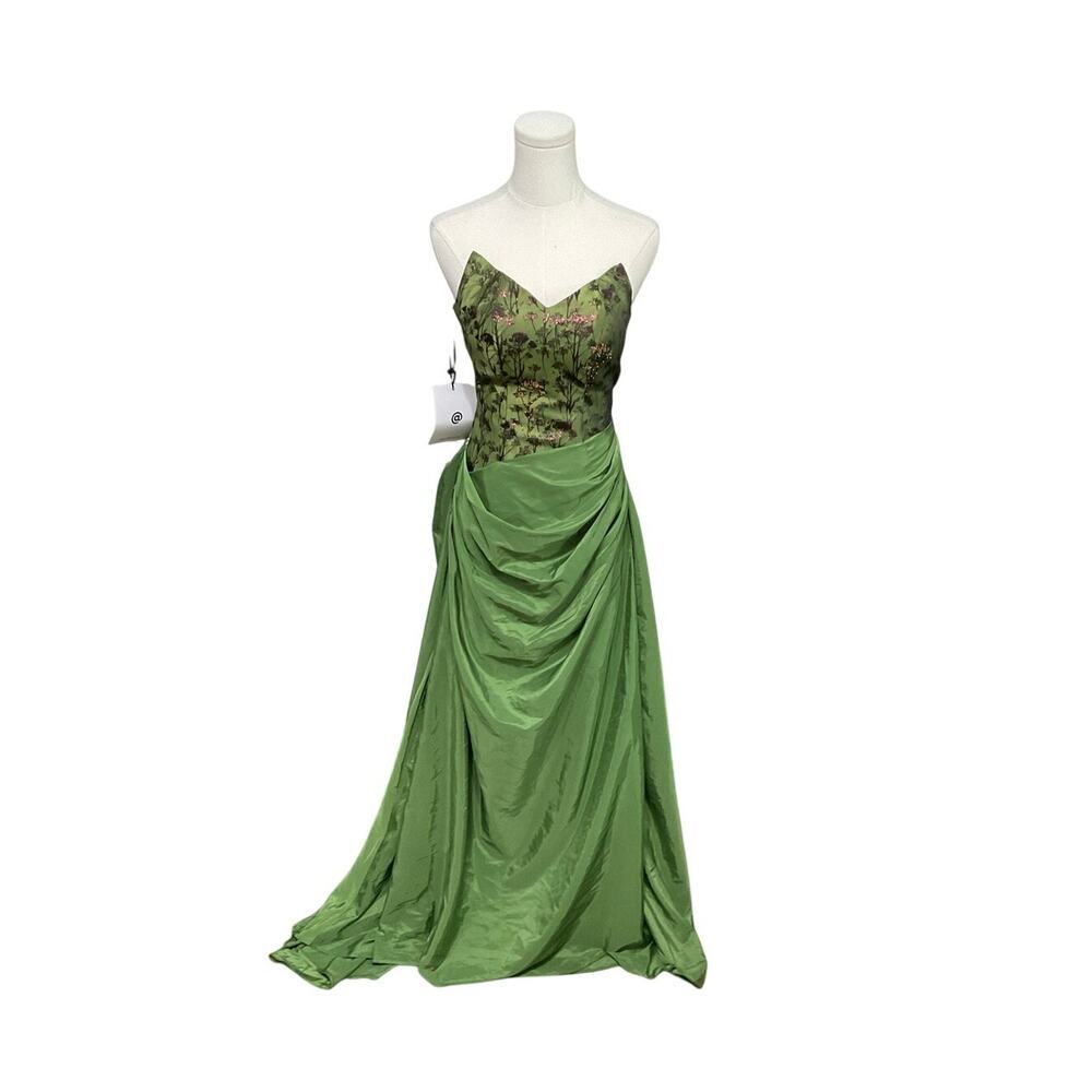NWT Catchall Dulce Green Ruched Strapless Corset Gown Dress Sz Small Fairycore